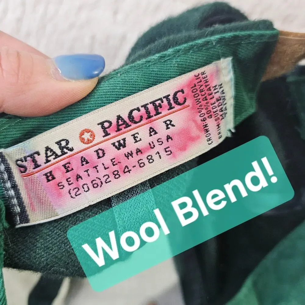 Starbucks Vintage 90s Suede n Wool Blend Rare Find Green n Beige hat. Seattle WA